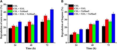 Improved production of recombinant β-mannanase (TaMan5) in Pichia pastoris and its synergistic degradation of lignocellulosic biomass